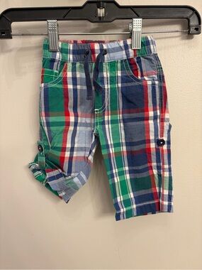 Baby Boden Multicolor Plaid Drawstring Shorts - Green, Blue, Red boys 3-6 months